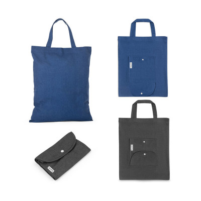 SIENA. Foldable bag in cotton (50), recycled cotton (30) and polyester (20 rPET) (140 g/m²)